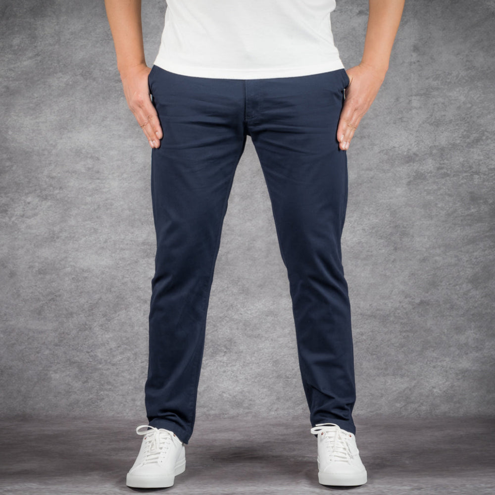 prefect fit, short length navy chino pants for men under 5'9". Inseam length from 25 to 29.