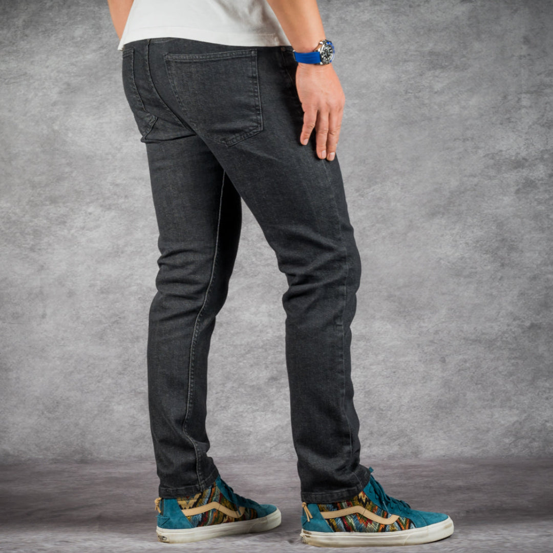 prefect fit, short length black jeans for men under 5'9". Inseam length from 25 to 29.