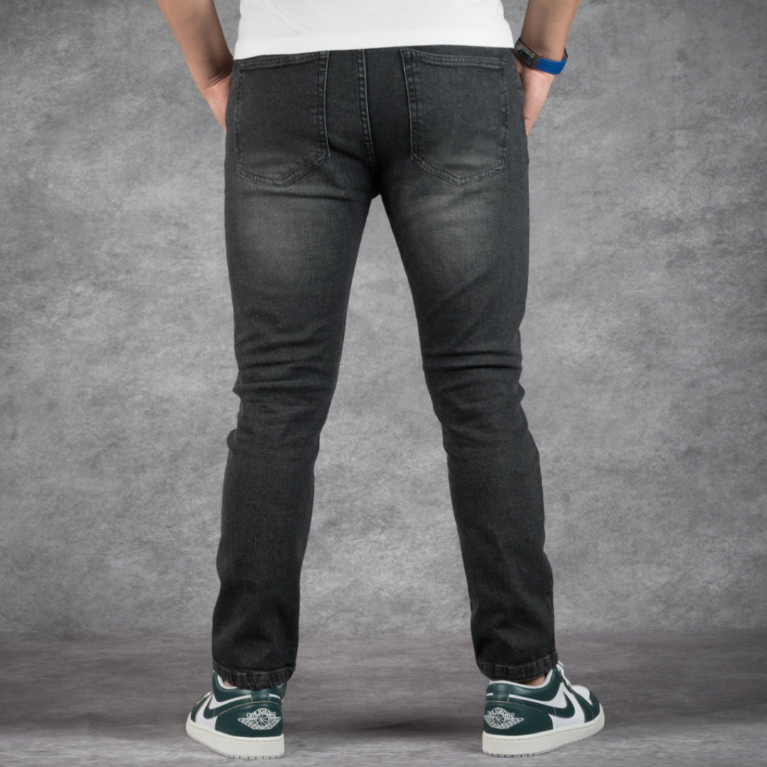 prefect fit, short length black wash jeans for men under 5'9". Inseam length from 25 to 29.