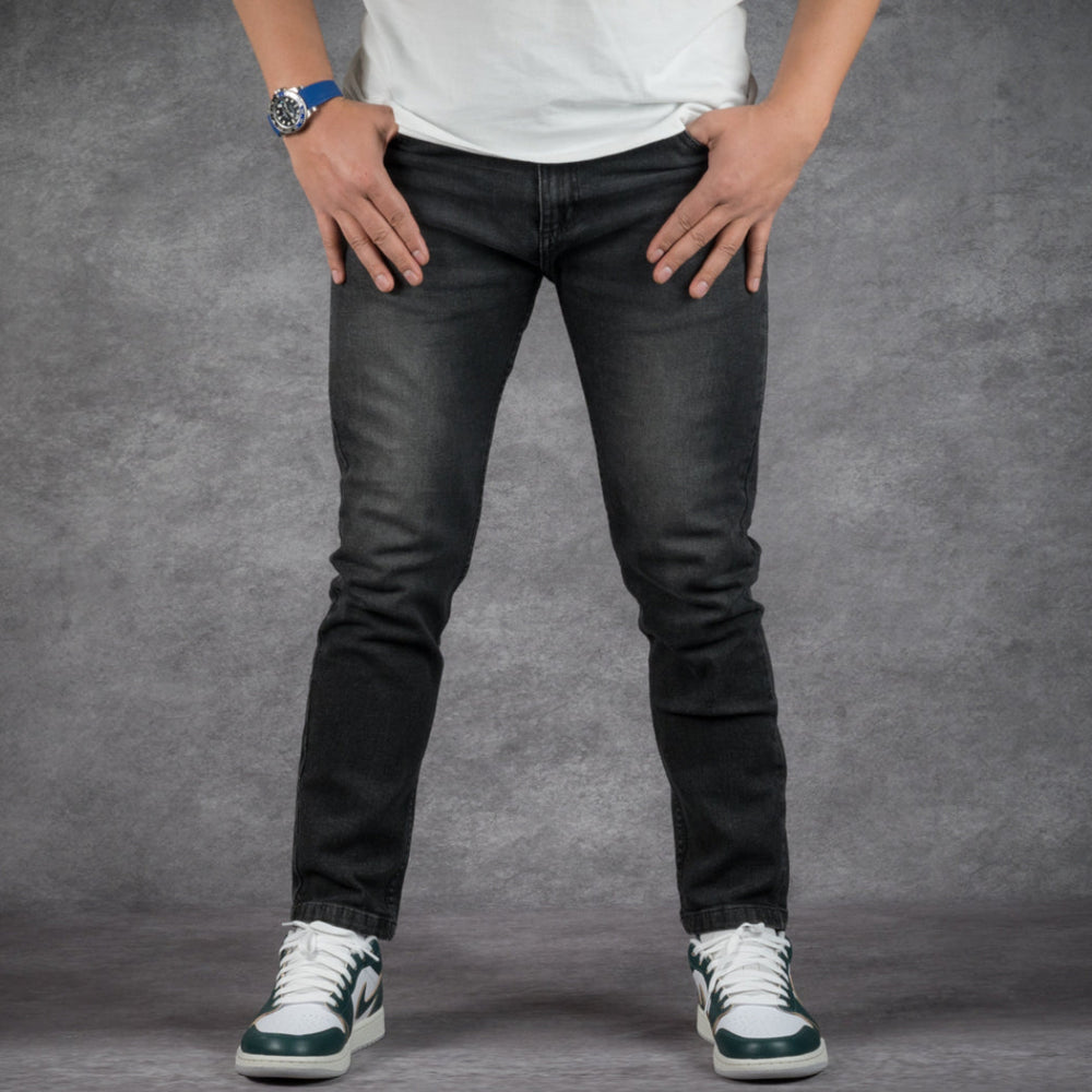 prefect fit, short length black wash jeans for men under 5'9". Inseam length from 25 to 29.