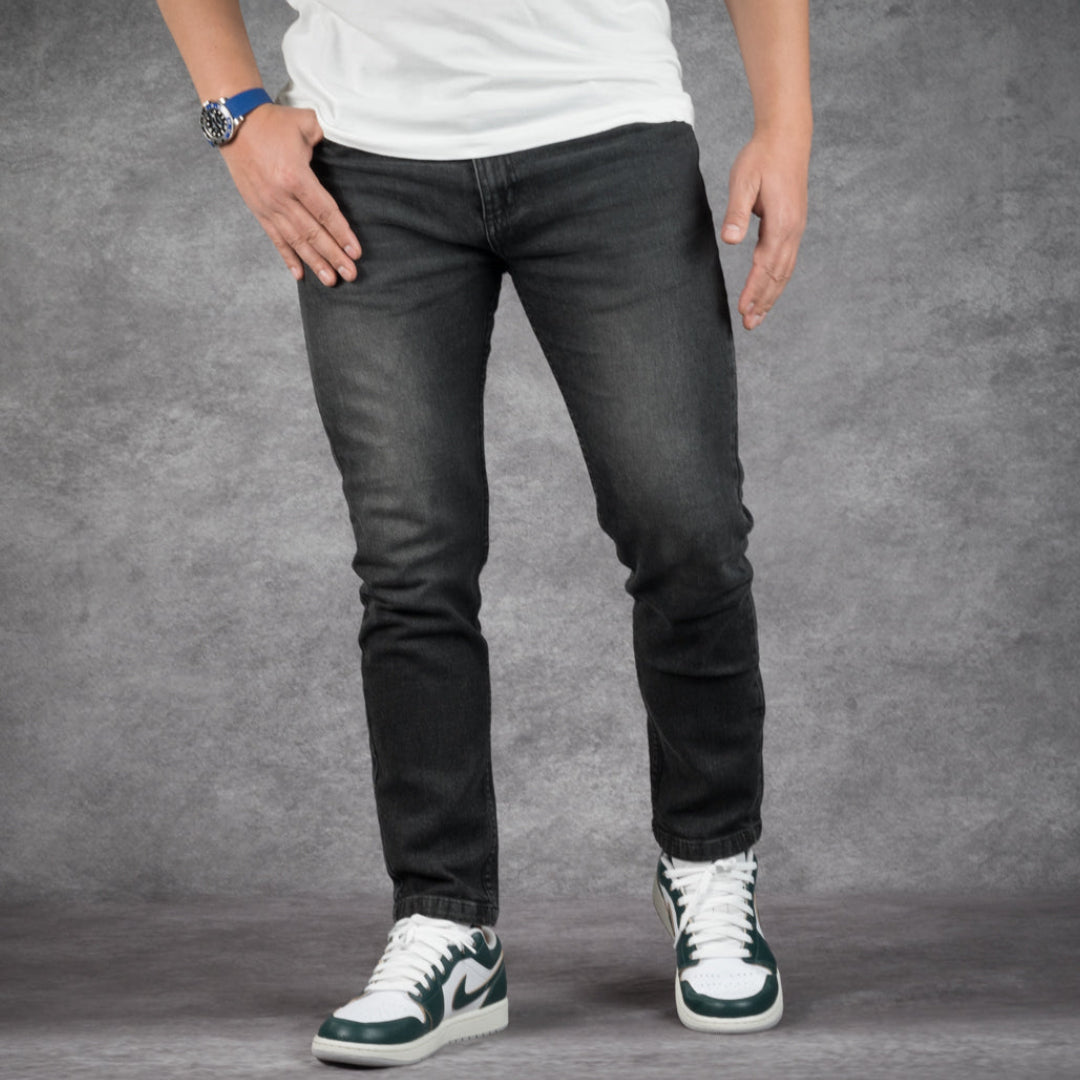 prefect fit, short length black wash jeans for men under 5'9". Inseam length from 25 to 29.