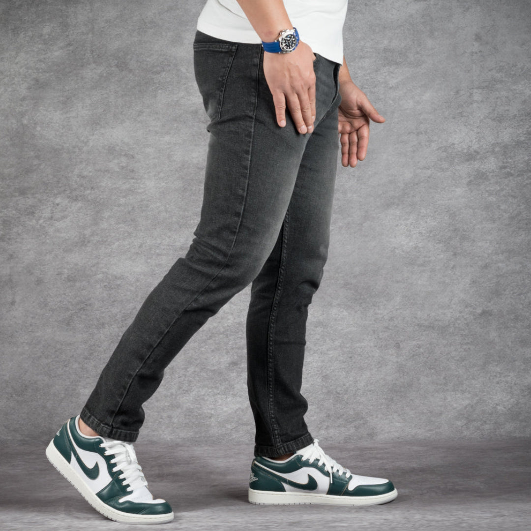 prefect fit, short length black wash jeans for men under 5'9". Inseam length from 25 to 29.