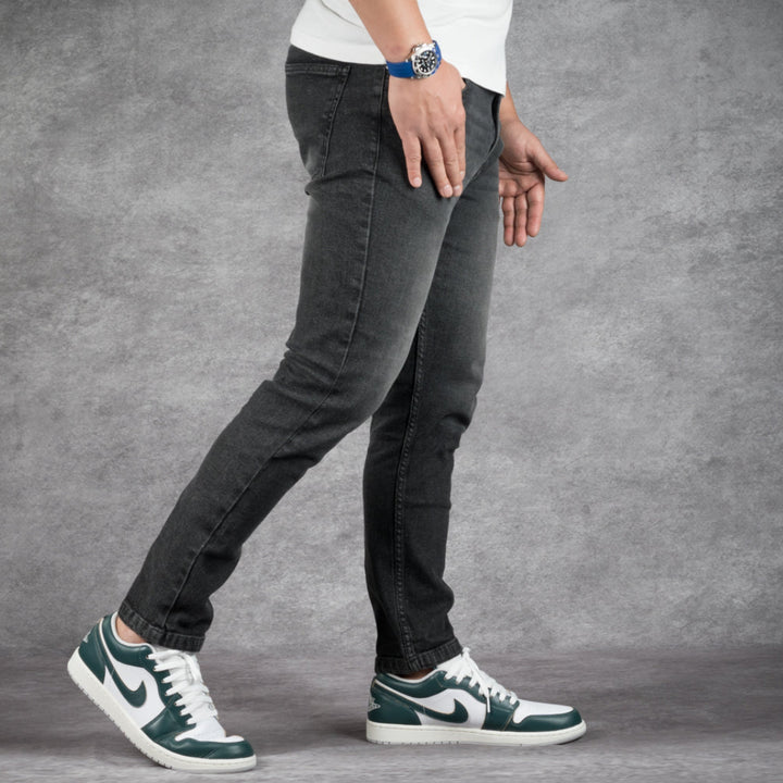 prefect fit, short length black wash jeans for men under 5'9". Inseam length from 25 to 29.