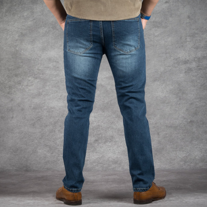 prefect fit, short length blue wash jeans for men under 5'9". Inseam length from 25 to 29.