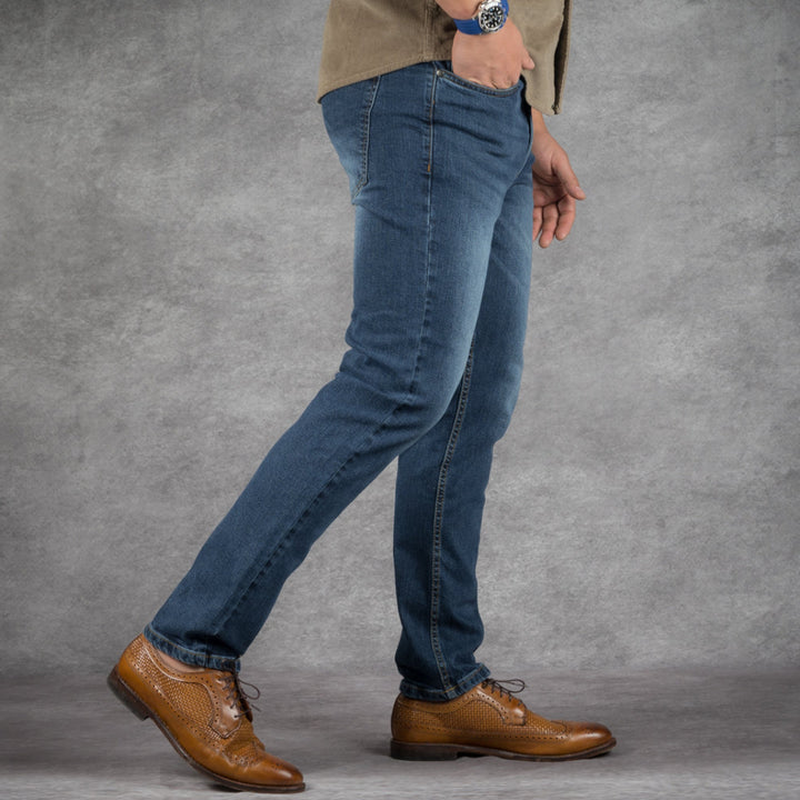 prefect fit, short length blue wash jeans for men under 5'9". Inseam length from 25 to 29.
